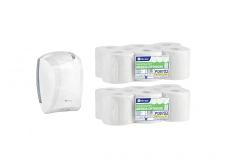 BJB702/POB702 - Akciós csomag:  egylapos toalettpapír adagoló + 2 csomag toalettpapír - 