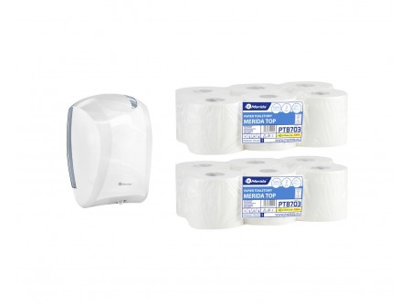 BJB702/PTB703 - Akciós csomag:  egylapos toalettpapír adagoló + 2 csomag toalettpapír - 