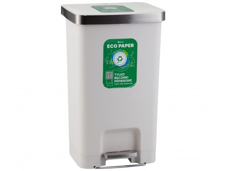 KJB410 - MERIDA ECO PAPER Hulladékgyűjtő, 50L, műanyag, lábpedálos, fehér - - űrtartalom 50 l
- fehér szín
- kiváló minőségű anyagból, jellegzetes, tetszetős acél vázzal
- lassan záródó fedél, állítható esési sebességgel, csendes és sima zárást biztosít
- integrált zsákgyűrű a szemeteszsákokat a megfelelő helyen tartja
- felszerelt beépített kerekek, amelyek lehetővé teszik a könnyű mozgatást
- a burkolat és a gallér nyitott helyzetben hagyható, megkönnyítve a táska cseréjét és a kosár belsejének tisztítását
