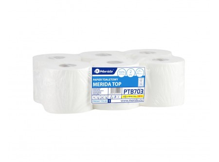 PTB703 - Toalettpapír, CenterPull, fehér, cellulóz, 2réteg, d17cm, 120m, 600lap, 6 tekercs/csomag
 - 