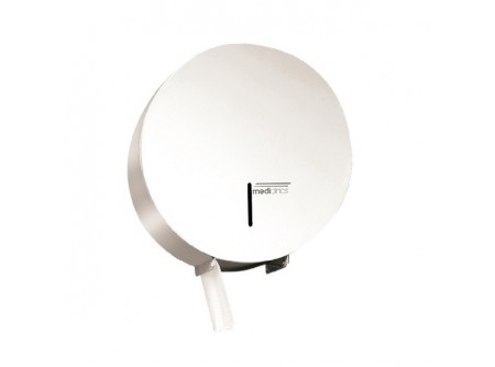 T4 - Toalettpapír adagoló midi, fehér festett fém - – töltöttség ellenőrző nyílással
– Ø 23 cm-es toalettpapírhoz
– kulccsal zárható
– fém, szinterezett kivitelben

